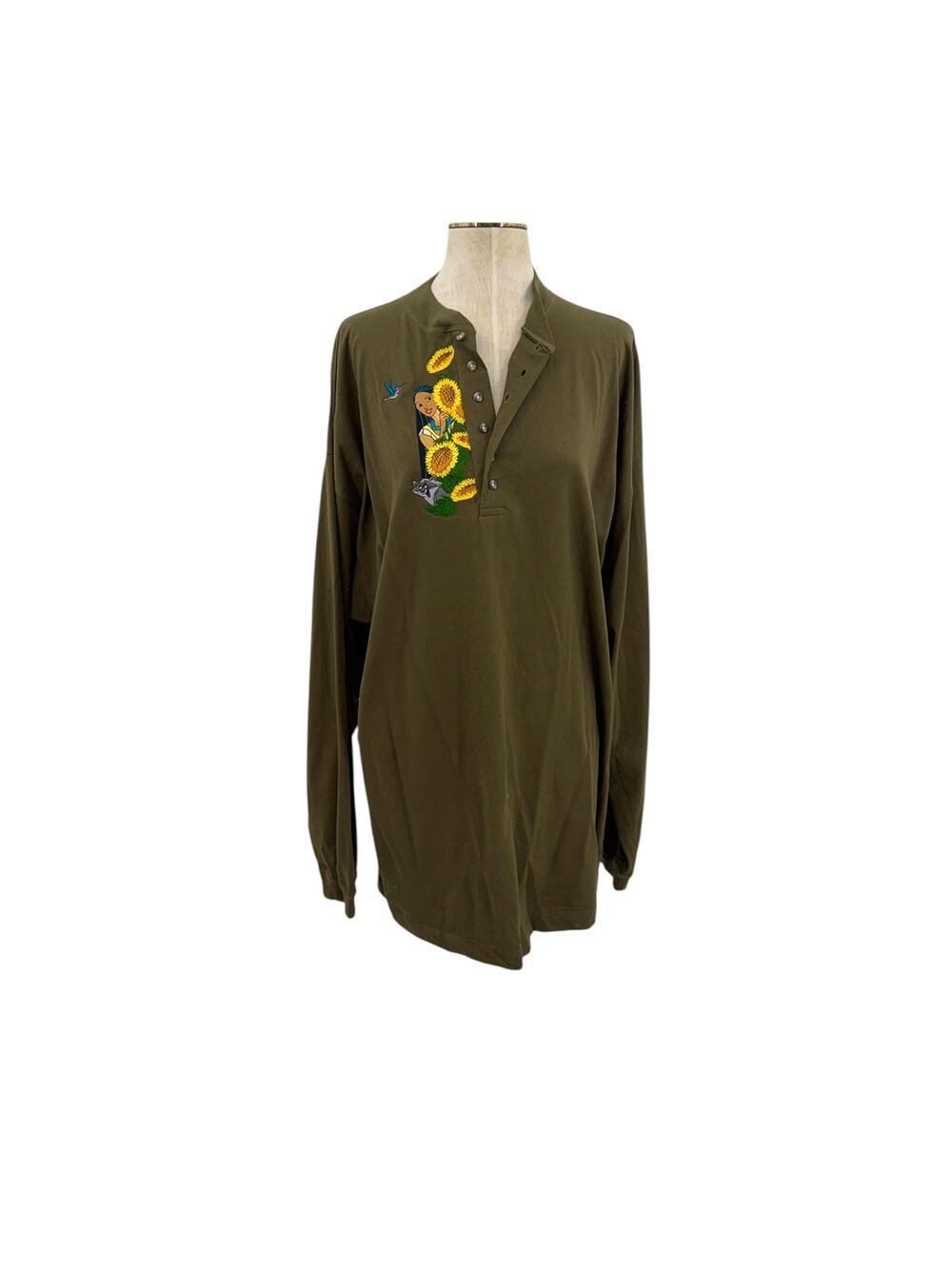 Disney Store Pocahontas Meeko Flit Embroidered Henley Shirt NWT Olive Men's XXL